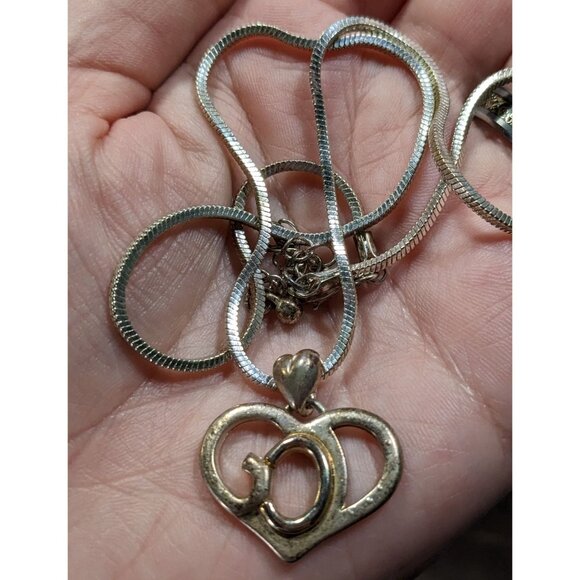 Classic Religious God Heart Pendant Necklace Marked SJ - Picture 6 of 6